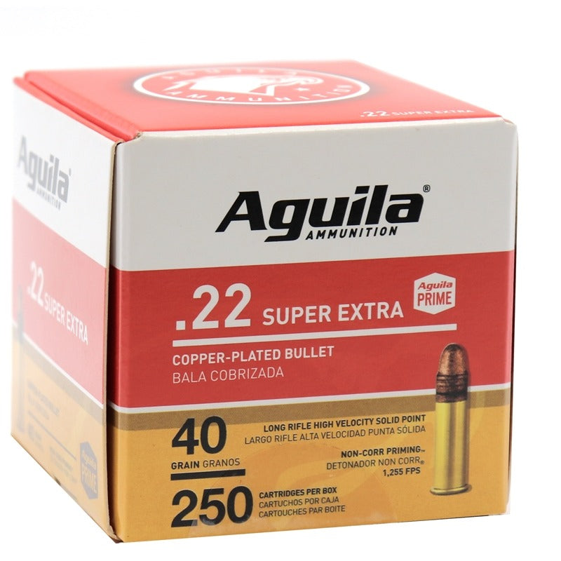 Aguila Ammunition .22 LR Super Extra Rifle Ammo - 40 Grain | Copper Plated Solid Point | (2000 Round Case)