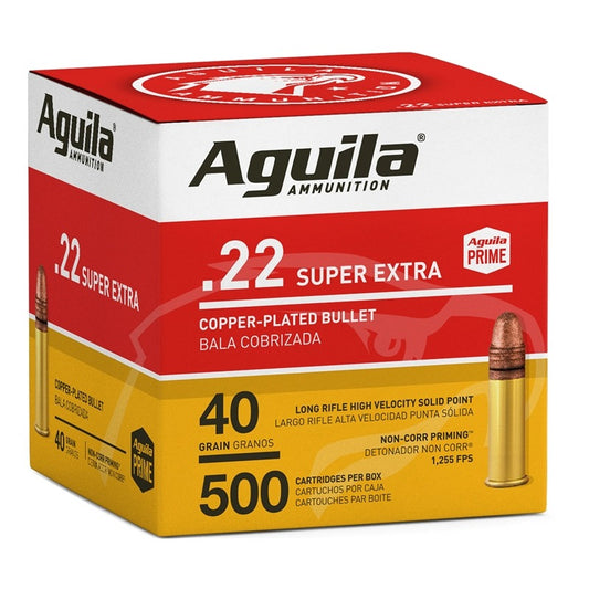 Aguila Ammunition .22 LR Super Extra Rifle Ammo - 40 Grain | Copper Plated Solid Point | (500 Round Box)