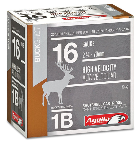 Aguila Ammunition 16ga Buckshot 2.75 inch Shotgun Shells - 1Buck | 1-1/8oz | 1250 fps | (25 Round Box)