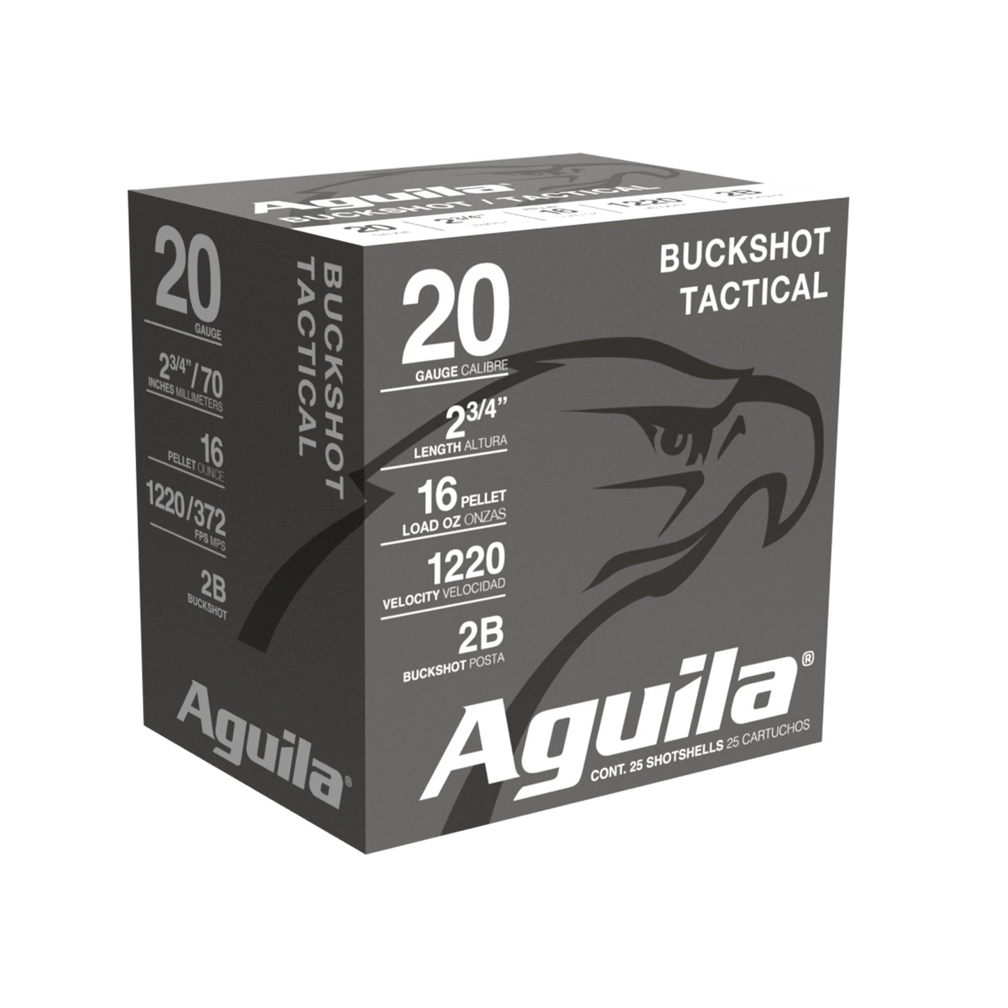 Aguila Ammunition 20ga Buckshot 2.75 inch Shotgun Shells - 2Buck | 1oz | 1220 fps | (25 Round Box)