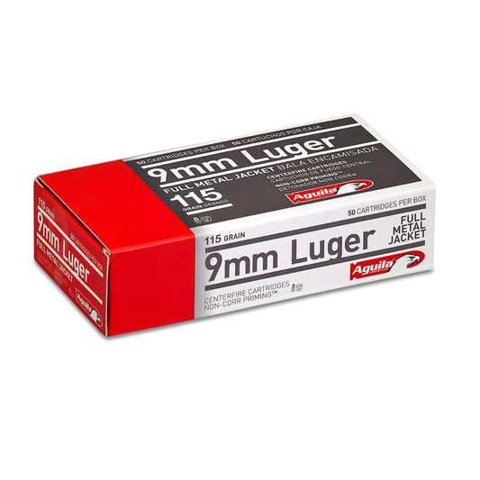 Aguila Ammunition, 9mm Luger, Handgun Ammo - 115 Grain | Full Metal Jacket, FMJ (50 Round Box)