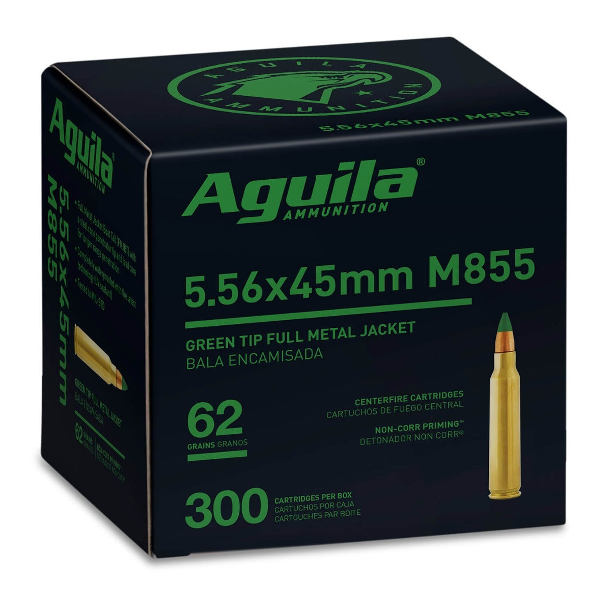 Aguila Ammunition 5.56NATO Rifle Ammo - 62 Grain | FMJ Green Tip |  (1200 Round Case)