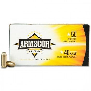 Armscor .40 S&W Pistol Ammo - 180 Grain | Full Metal Jacket | (1000 Round Case (20 Boxes))