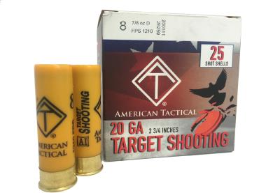 ATI 20ga Target Load 2.75 inch Shotgun Shells - #8 | 7/8 oz. | 1210 fps | 1 Case (10 boxes/250 Rounds)