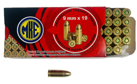 MKE 9mm Luger Handgun Ammo - 124 Grain | FMJ | 500rd Battle Pack