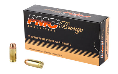 PMC Bronze .40 S&W Handgun Ammo - 180 Grain | Full Metal Jacket Flat Point, FMJ-FP, 50 Rounds per Box 