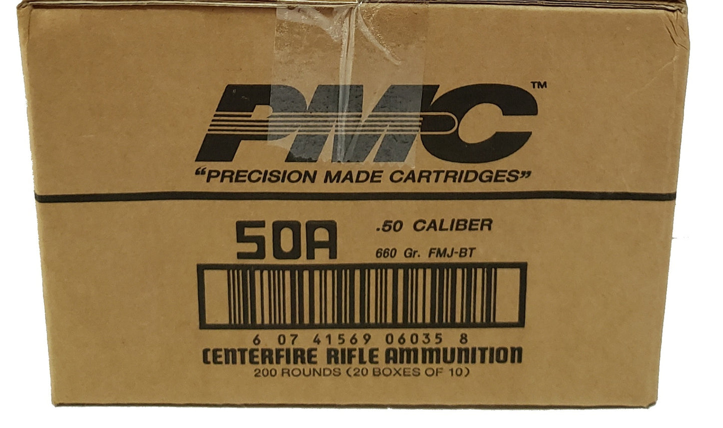 PMC Bronze .50 BMG Rifle Ammo - 660 Grain | FMJ-BT | 200rd Case