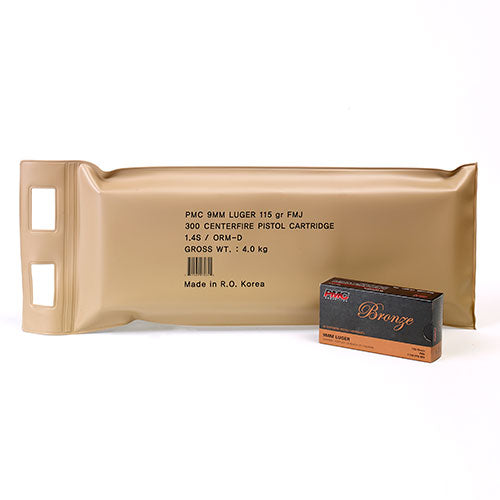 PMC Bronze Battle Pack 9mm Luger Handgun Ammo - 115 Grain | FMJ (300 Round Case)