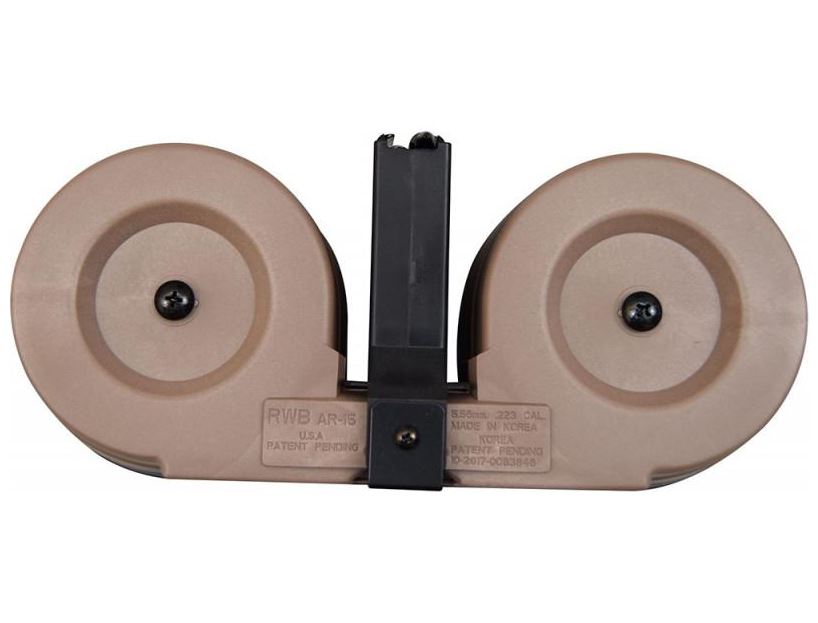 RWB AR-15 .223/5.56 Dual Drum Magazine - Desert Tan | 100rd | Gen 2