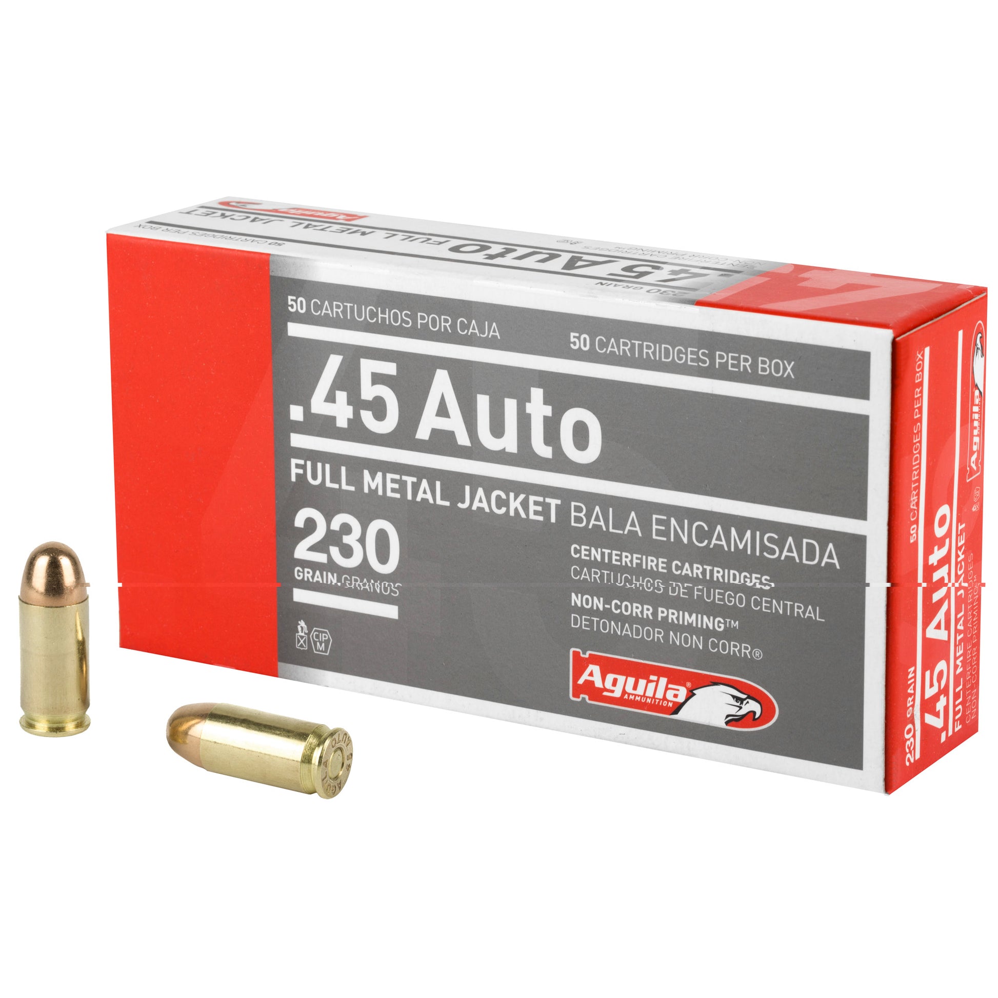 Aguila, .45 Auto, Automatic Colt Pistol, ACP, 230 Grain | Full Metal Jacket, FMJ | 50 Rounds per Box