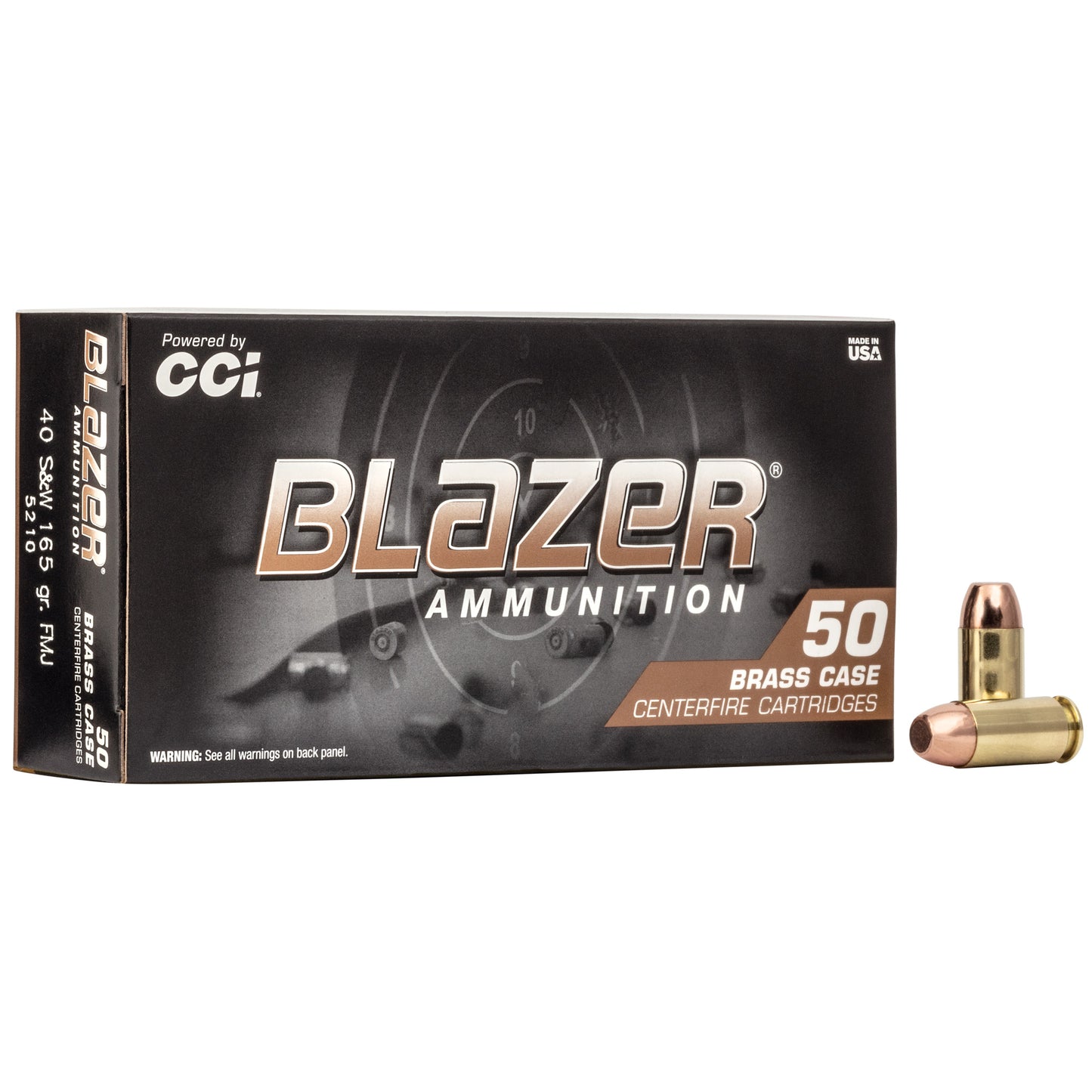 Blazer Ammunition, Blazer Brass, 40 S&W, 165 Grain | FMJ |  (50 Round Box)