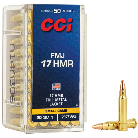 CCI Ammunition, Hunting, 17HMR, 20 Grain, Full Metal Jacket  (50 Round Box)