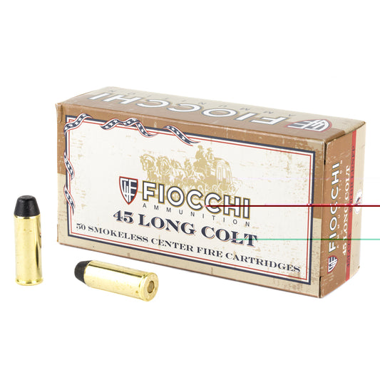 Fiocchi Ammunition, .45 Long Colt, Lead Round Nose Flat Point, LRNFP, 250 Grain, 50 Rounds per Box 