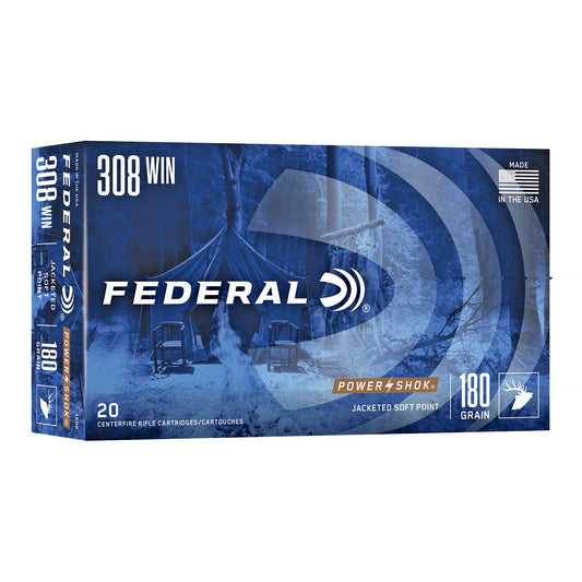 Federal, PowerShok, 308WIN, 180 Grain, Soft Point, 20 Round Box