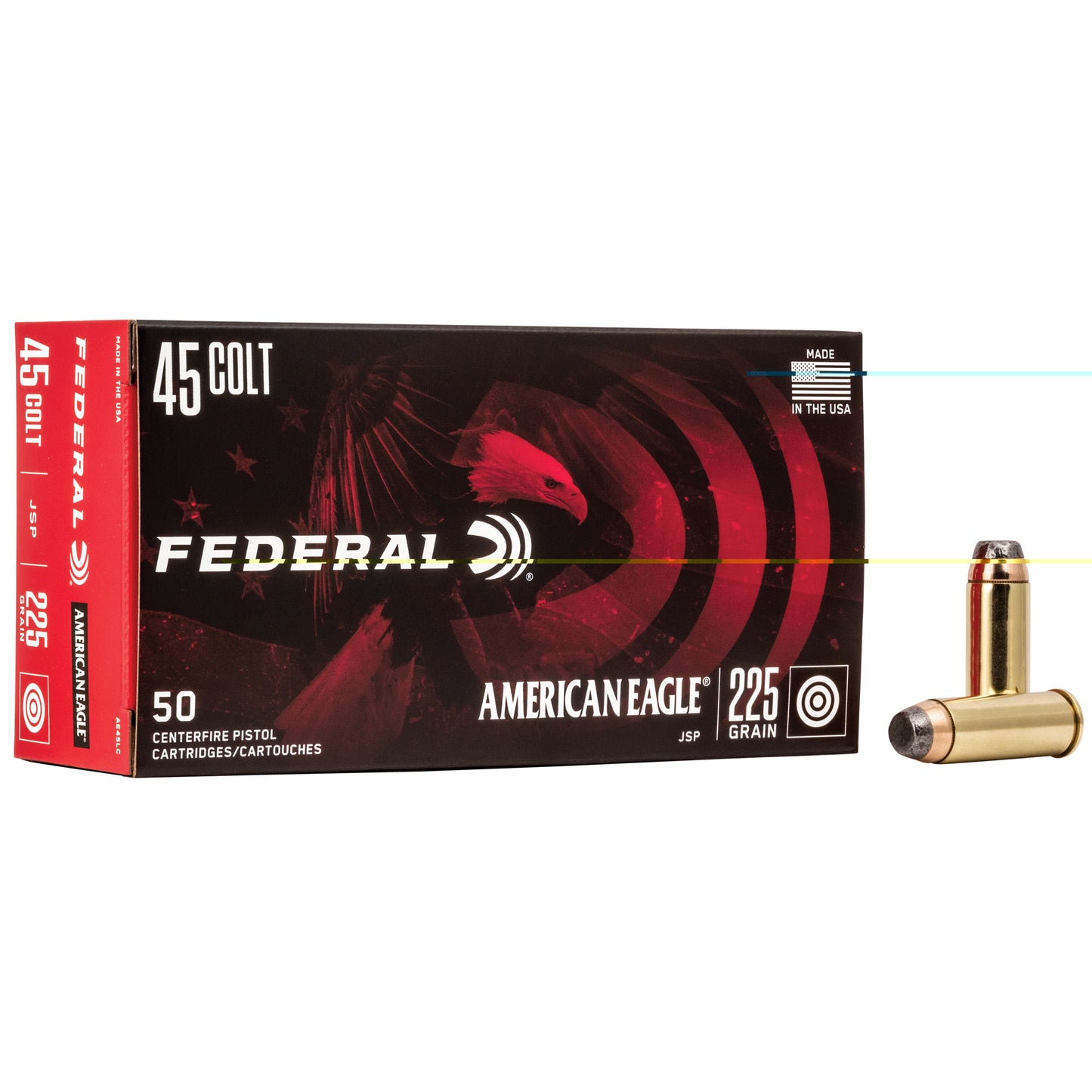 Federal, American Eagle, .45 Colt, Jacketed Soft Point, 225 Grain, 50 Rounds per Box 