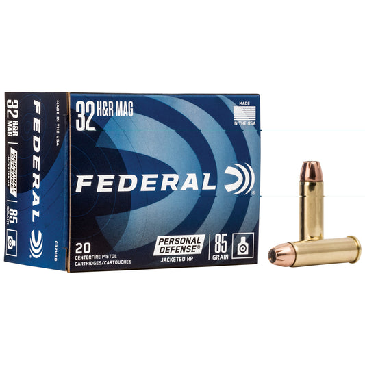 Federal, Personal Defense, .32, Harrington & Richardson, H&R Magnum, 85grain | Jacket Hollow Point, JHP | 20 Rounds per Box 