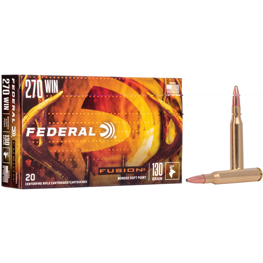 Federal, Fusion, 270WIN, 130 Grain, Boat Tail  (20 Round Box)