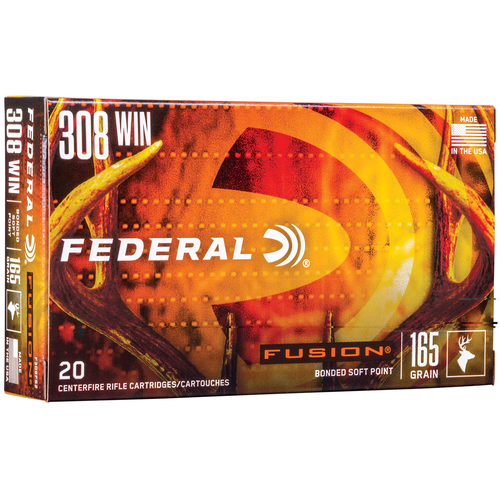 Federal, Fusion, 308WIN, 165 Grain, Boat Tail, 20 Round Box