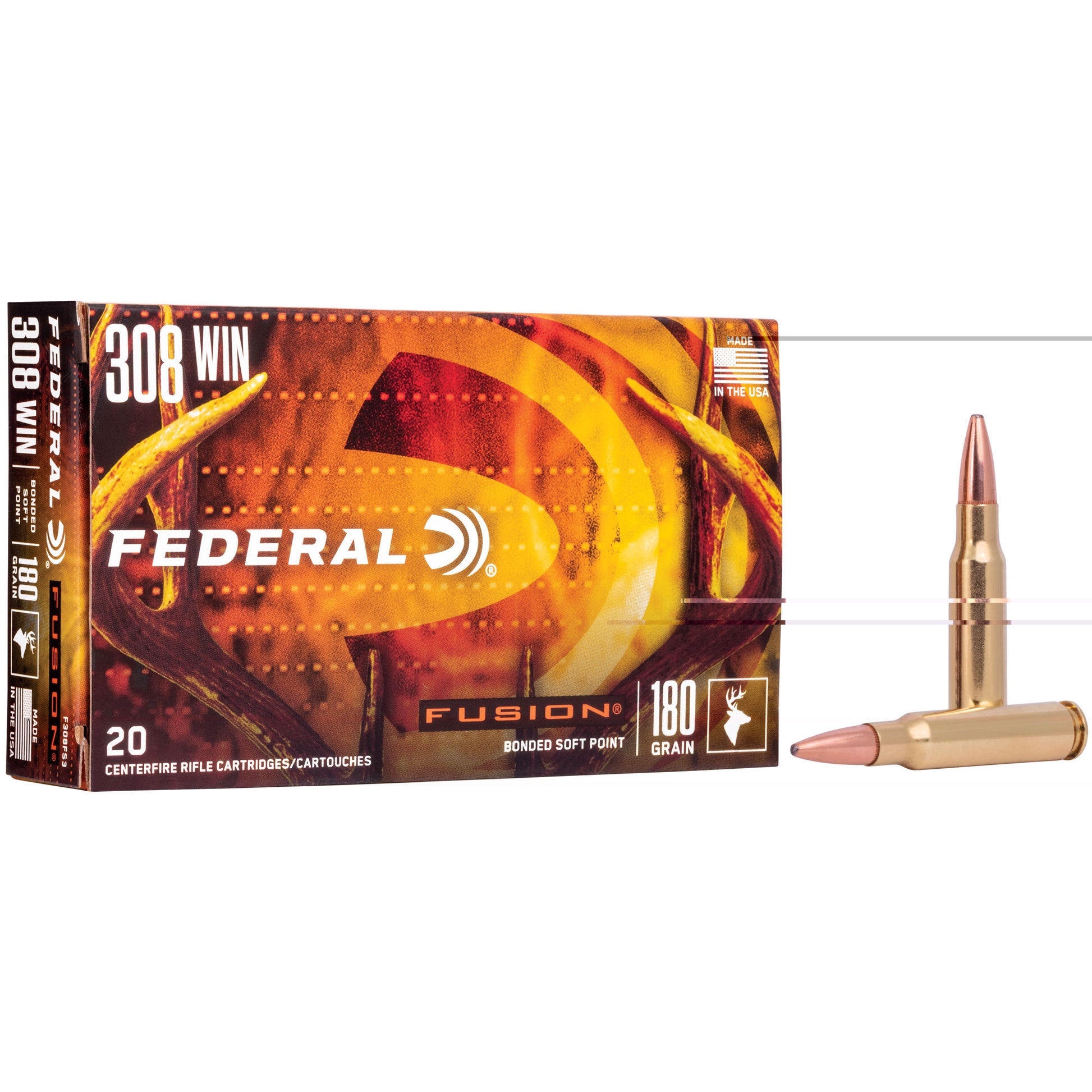 Federal, Fusion, 308WIN, 180 Grain, Boat Tail, 20 Round Box