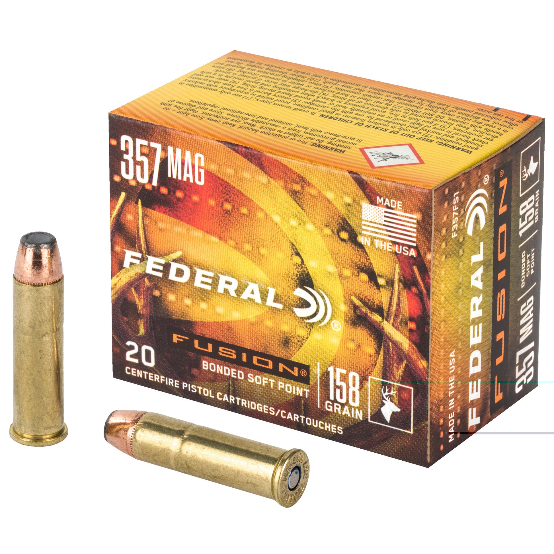 Federal, Fusion, .357 Magnum, 158 Grain | Bonded Soft Point, BSP | 20 Rounds per Box