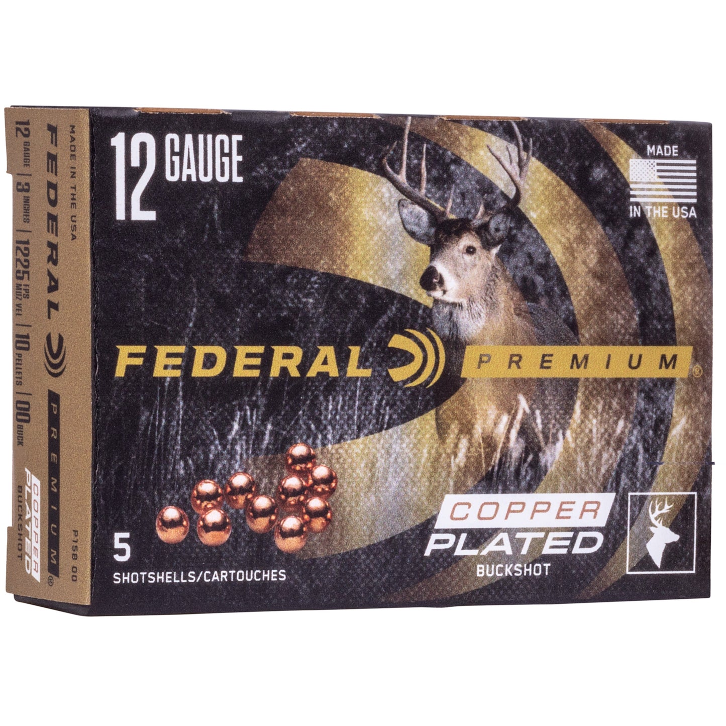 Federal, Premium, Vital Shok, 12 Gauge 3", 00 Buck, Buckshot, 15 Pellets  (5 Round Box)