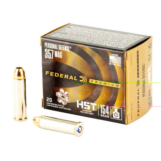 Federal, Premium, Personal Defense, PD, .357 Magnum, 154 Grain, Hydra-Shok Technology, HST | Jacketed Hollow Point, JHP | 20 Rounds per Box