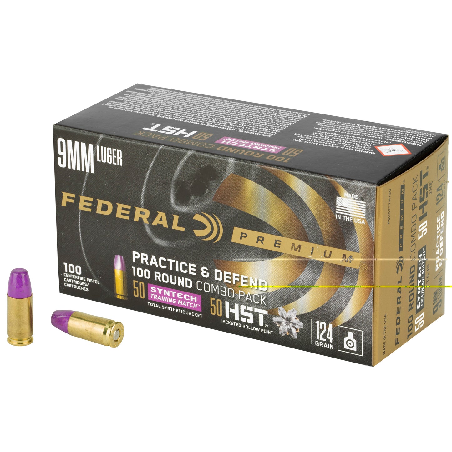 Fed Prctc & Dfnd 9mm Hst/syn 124gr (100 Round Box)