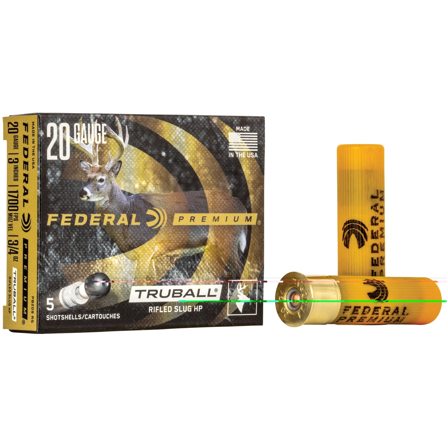 Federal, Premium, Vital Shok, 20 or 12 Gauge 3", TruBall Slug, Hollow Point, 1oz  (5 Round Box)