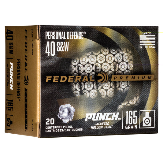 Federal Premium, Punch, 40 S&W, 165 Grain | JHP |  (20 Round Box)