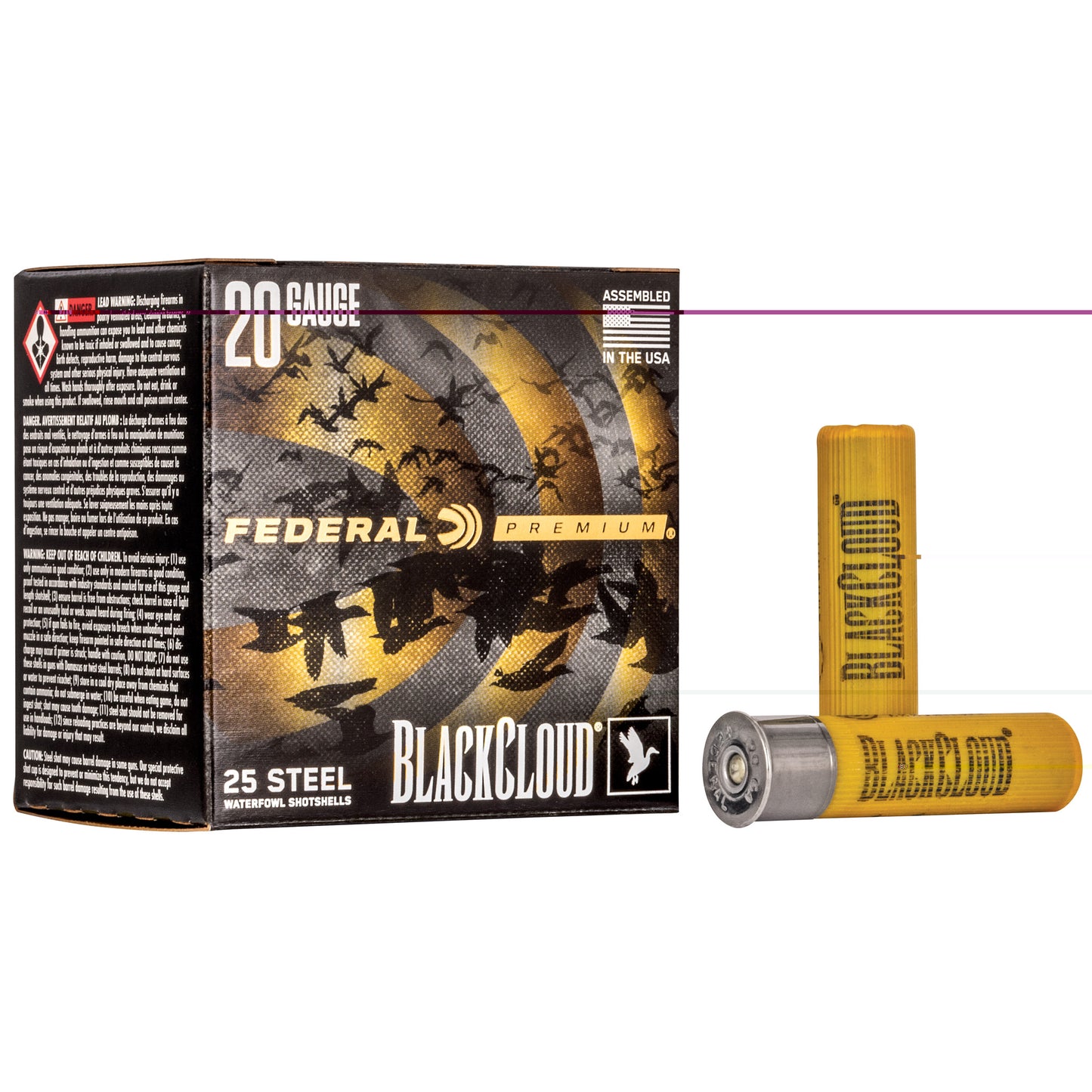 Federal, Premium, Black Cloud FS Steel with Flightcontrol Flex Wad, 20 Gauge 3", #4, 1 oz, Steel Shot  (25 Round Box)