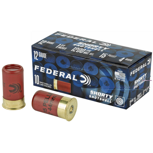 Federal, Shorty Shotshell, 12 Gauge 1.75", #4 Buckshot  (10 Round Box)