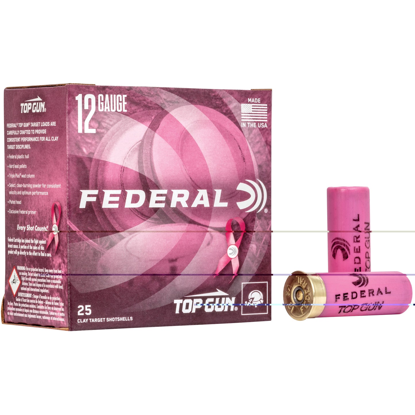 Federal, Top Gun, Pink Hulls, 12 Gauge 2.75", #8, 1 1/8 oz  (25 Round Box)