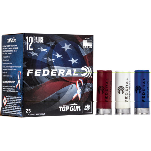 Federal, Top Gun, Red, White, and Blue Hulls, 12 Gauge 2.75", #8, 1 1/8 oz  (25 Round Box)