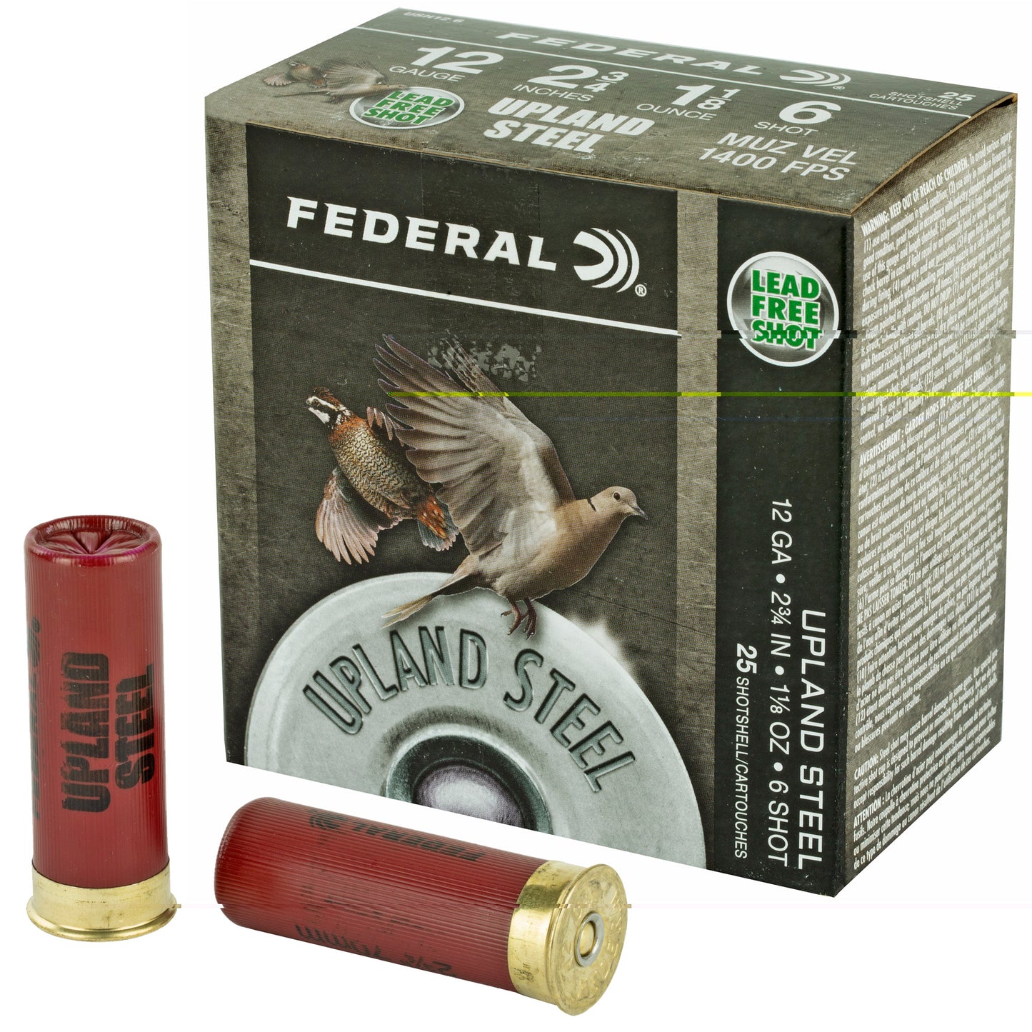 Federal, Field & Range Steel, 12 Gauge, 2.75", #6, 1 1/8 oz, Steel Shot  (25 Round Box)