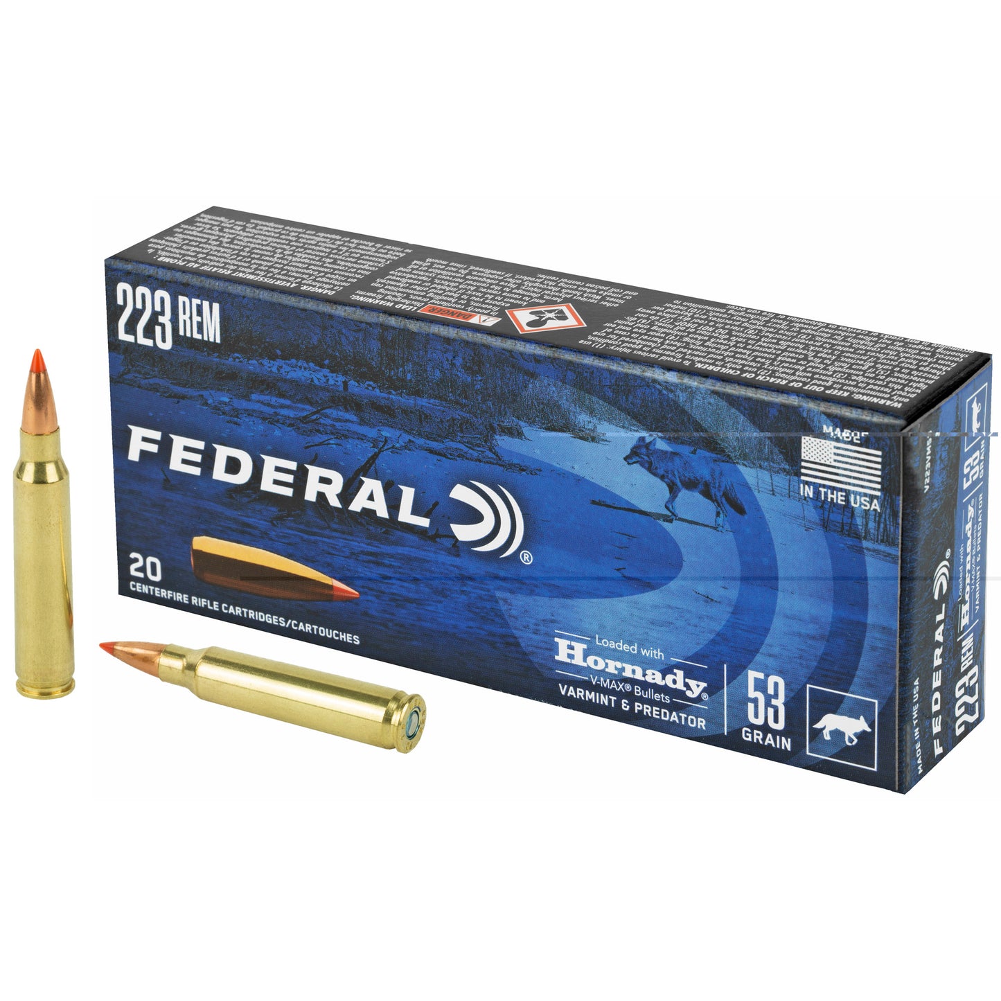 Federal, Varmint and Predator, V-Max, .223 Remington, 53 Grain  (20 Round Box)