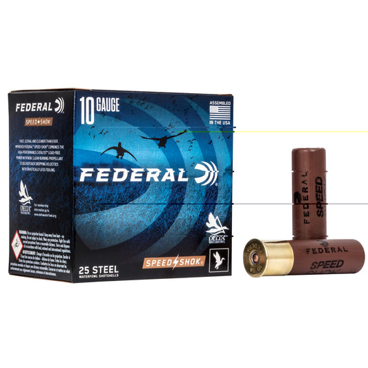 Federal, Speed-Shok, 10 Gauge 3.5", #2, 1 1/2oz, Steel Shot  (25 Round Box)