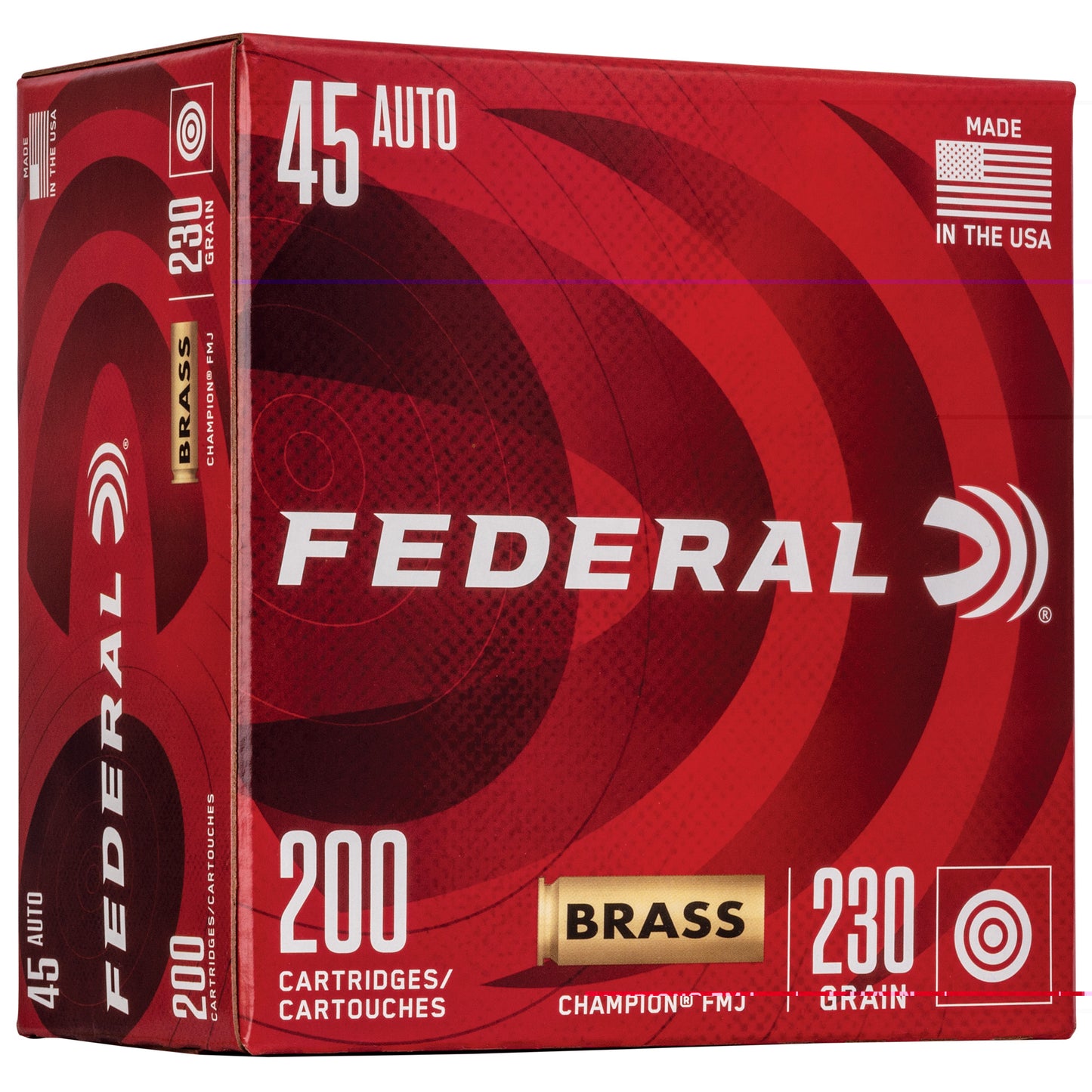 Federal, Champion, .45 Auto, 230 Grain, Brass Casing | Full Metal Jacket, FMJ | 200 Rounds per Box 