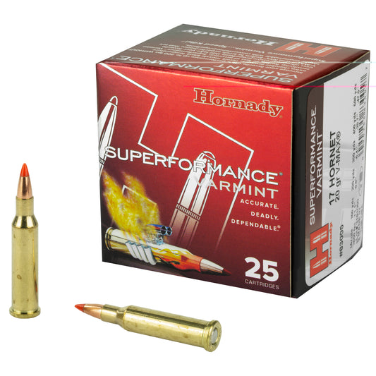 Hornady, Superformance, 17 Hornet, 20 Grain, V-Max  (25 Round Box)