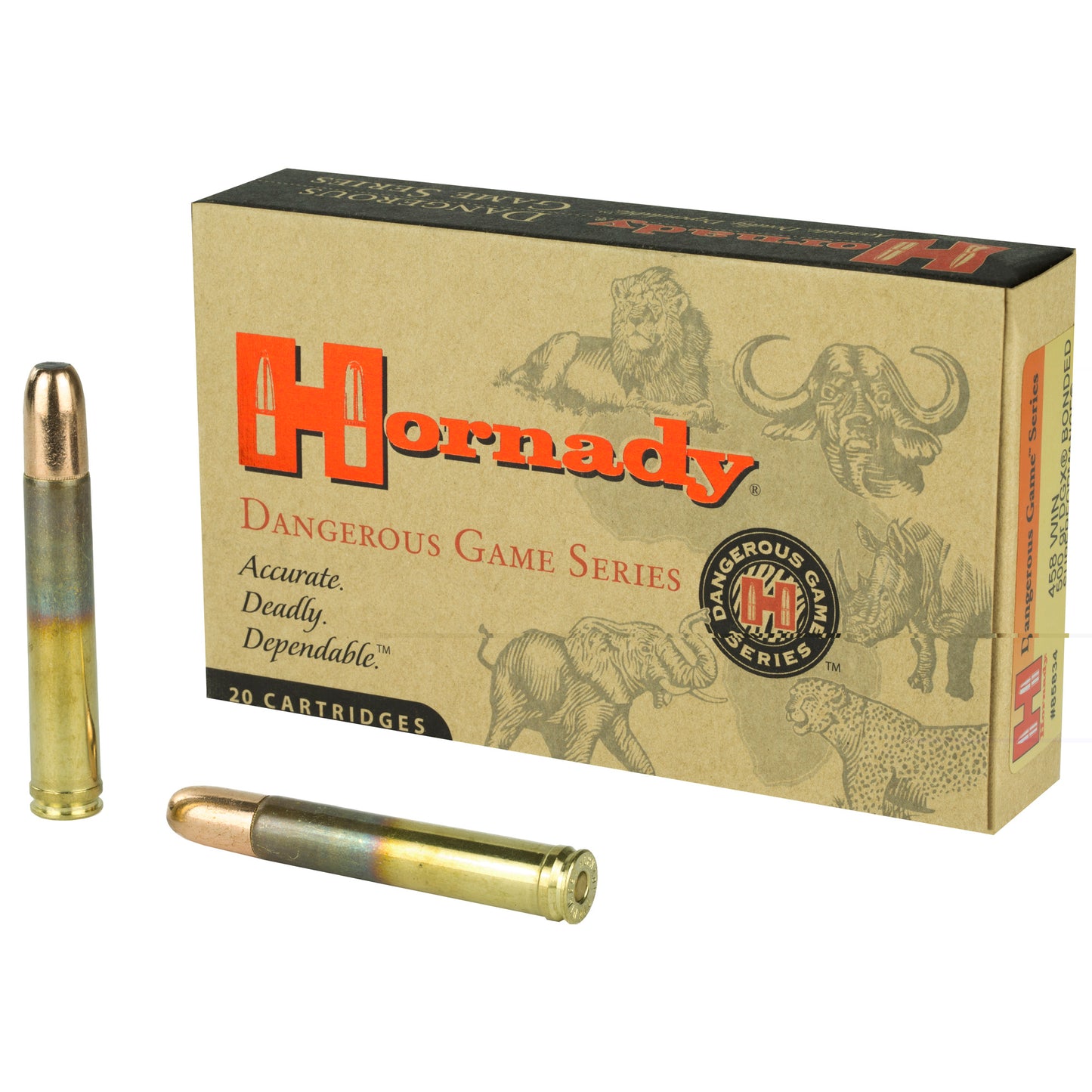 Hornady, Dangerous Game, 458 Win, 500Gr, DGX Bonded, 20 Rounds Per Box