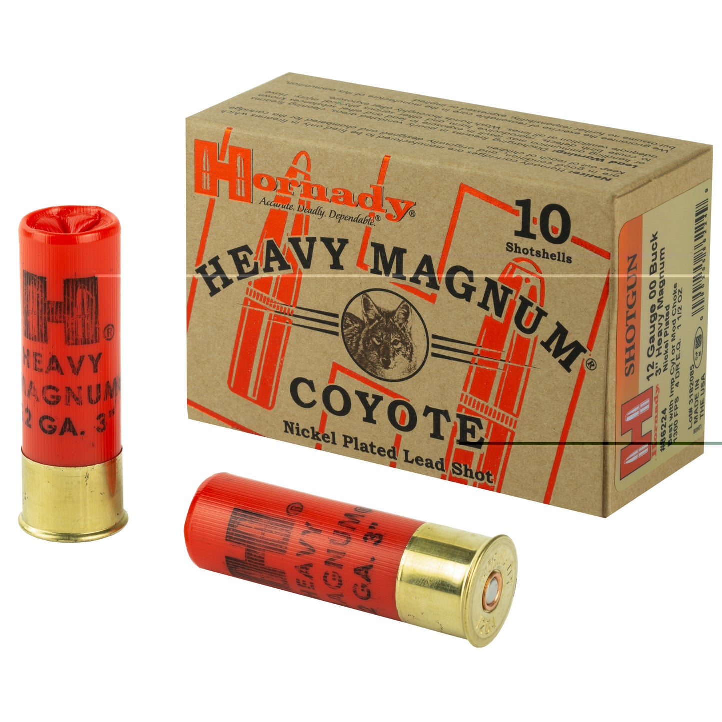 Hornady, Heavy Magnum, Coyote, 12 Gauge, 3" Chamber, 00 Buck  (10 Round Box)