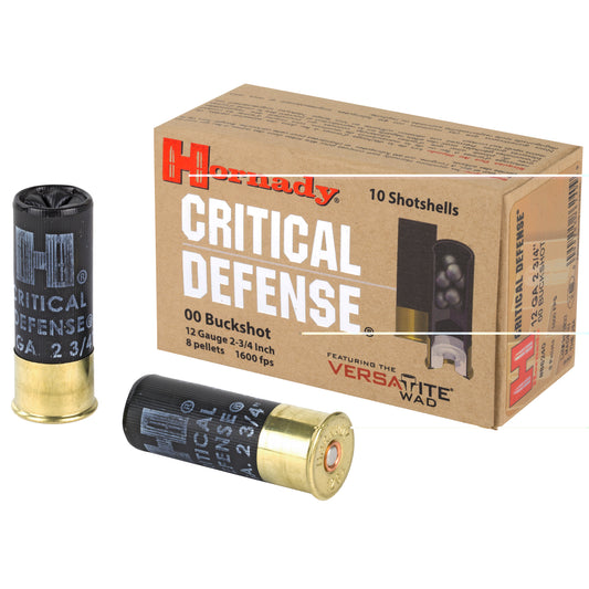 Hornady, Critical Defense, 12 Gauge, 2.75", 00 Buck, Buckshot  (10 Round Box)