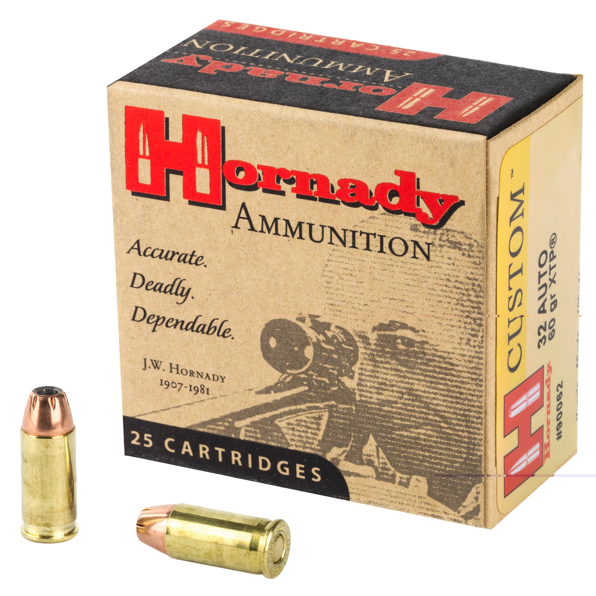 Hornady, Custom, 32, Automatic Colt Pistol, ACP, 60 Grain | Extreme Terminal Performance, XTP | 25 Rounds per Box