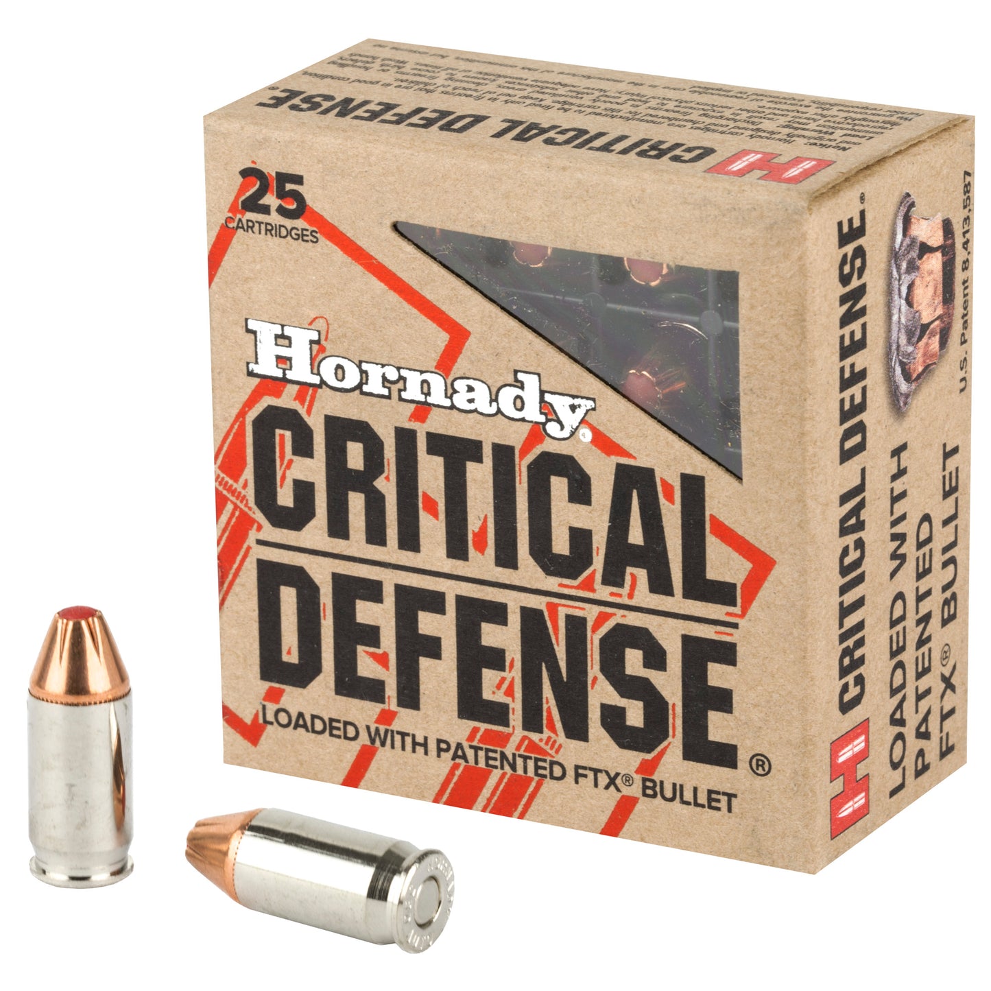 Hornady, Critical Defense, CD, .380 Auto, Automatic Colt Pistol, ACP, 90 Grain | Flextip, FTX | 25 Rounds per Box