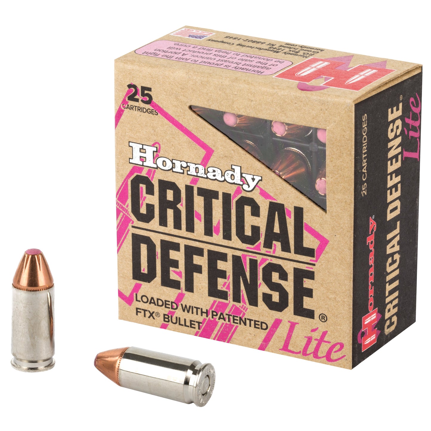 Hornady, Critical Defense Lite, 9mm, 100 Grain | Flextip, FTX | 25 Round Box 