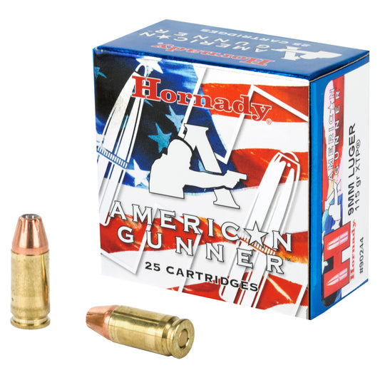 Hornady, American Gunner, 9mm Luger, 115 Grain | Extreme Terminal Performance, XTP | 25 Round Box 