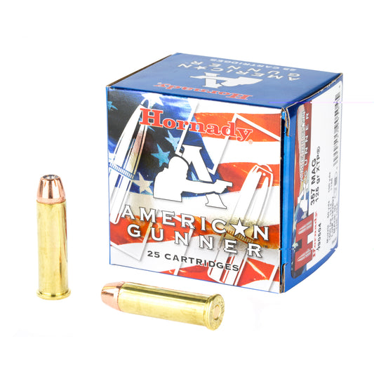 Hornady, American Gunner, .357 Magnum, 125 Grain | Extreme Terminal Performance, XTP | 25 Rounds per Box 