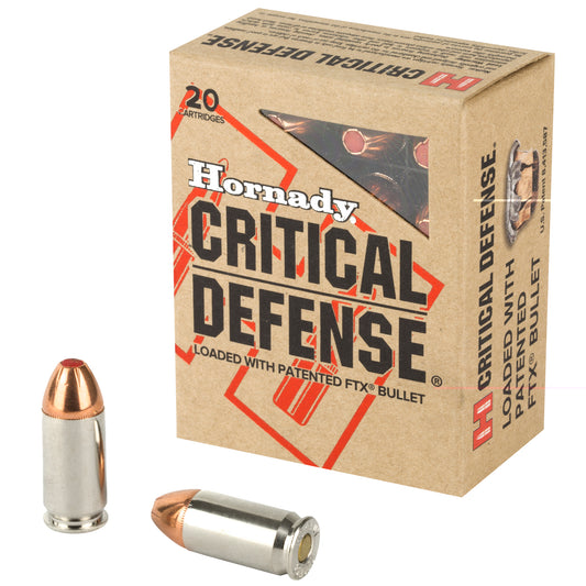 Hornady, Critical Defense, .45 Auto, Automatic Colt Pistol, ACP, 185 Grain | Flextip, FTX | 20 Rounds per Box