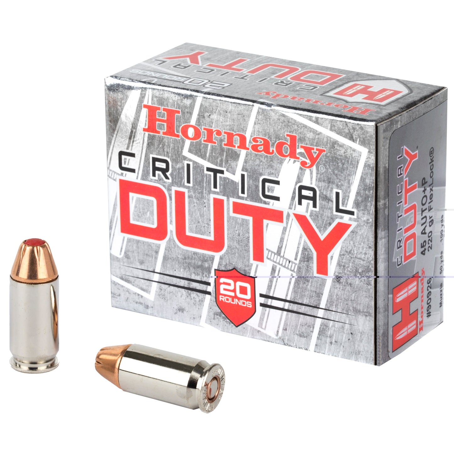 Hornady, Critical Duty, .45 Auto, Overpressure Ammunition, +P, 220 Grain, 20 Rounds per Box