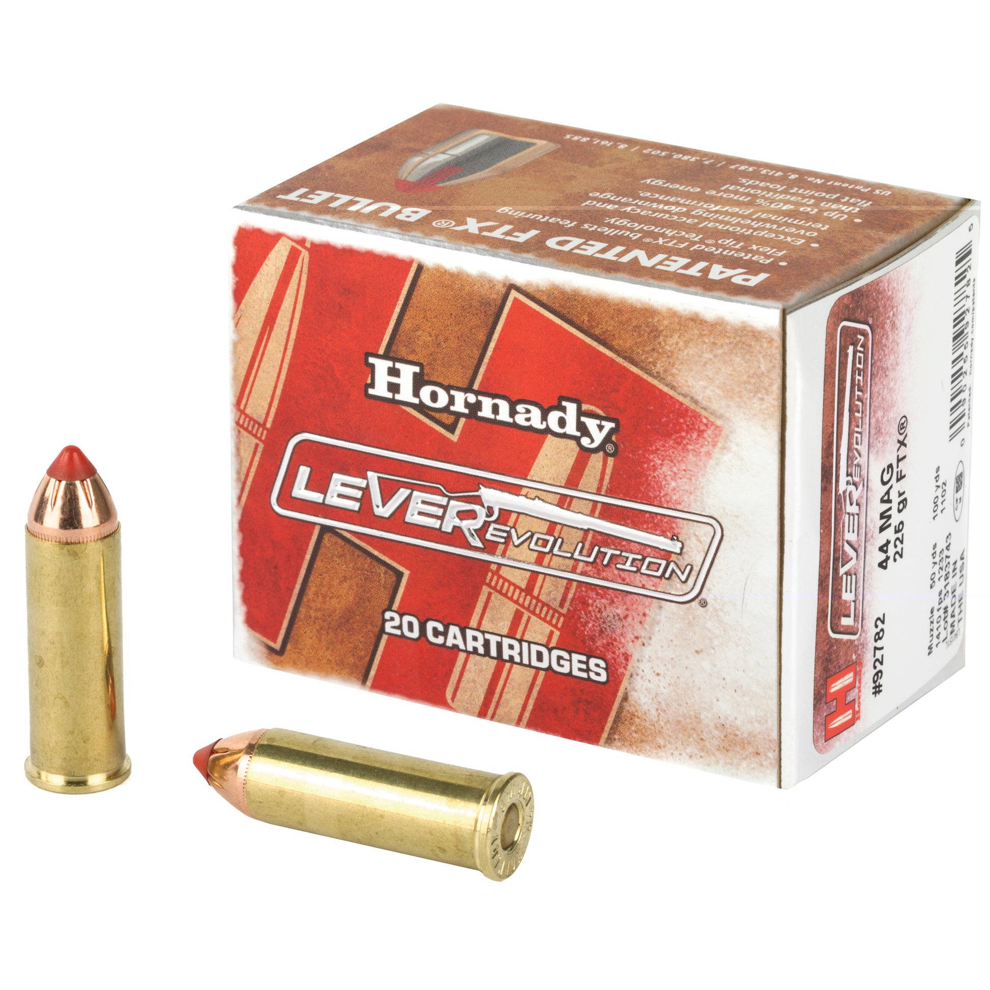 Hornady, LEVERevolution, 44 Magnum, 225 Grain | Flextip, FTX | 20 Rounds per Box