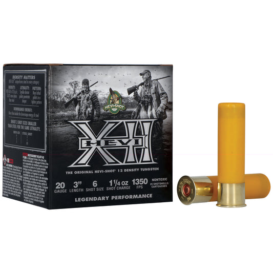 HEVI-Shot, HEX-XII, 20 Gauge, 3", #6, Max Dr, 1.25 oz, Shot  (25 Round Box)